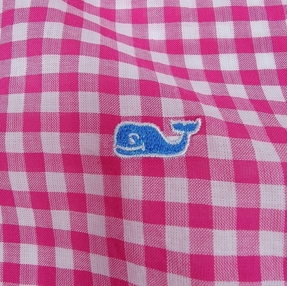 NEW Vineyard Vines Women’s 2 Little Gingham White Pink Button Down Relaxed NWT - Picture 3 of 10